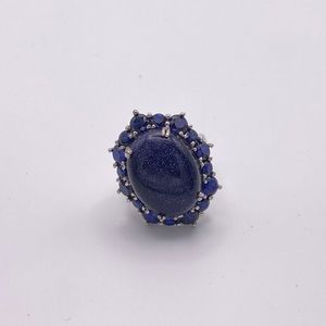 Bluestone and Sapphire Ring; PbD; Size 7.75 and 8.75